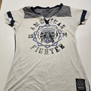 American Fighter  Tee - White, Gray, and Blue